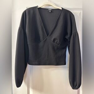 Express Black Long Sleeve Crop Top